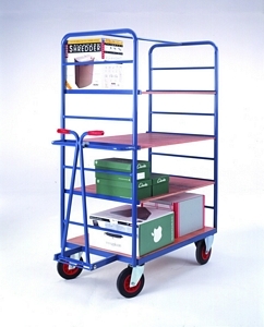 4 Tier Shelf Truck 1780Hx1200Lx800L with Drawbar handle Shelf Trolleys with plywood Shelves Shelf Trolleys | Shelf Trolley with Plywood Shelves | Multi Level Trolleys 43/5 Shelf trolley with handle.jpg